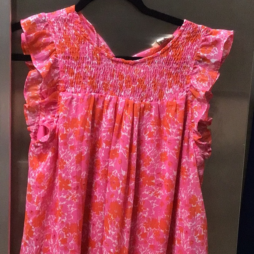 Umgee Pink and Orange Floral Mini Dress